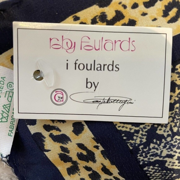 NWT EL CORTE INGLESE Silk Square Scarf 19 X 19 Vintage Animal Print Blue… - Picture 5 of 7